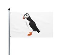 Drapeau 90X150cm, Macareux moine Résistant à la Décoloration Drapeau de Pirate Double Couture Bannière Extérieure pour Intérieur Fête Maison