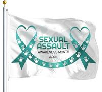 Drapeau 90X150cm, Mois de sensibilisation aux agressions sexuelles Résistants aux Intempéries Drapeaux Décoratifs Bannière Extérieure pour Balcon Anniversaire Intérieur