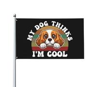 Drapeau 90X150cm, Mon chien pense que je suis un chien Cavalier King Charles Spaniel cool Couleurs Vives Drapeau de Pirate Personnalisée Bannière Extérieure pour Décorations Balcon