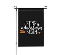 Drapeau 90X150cm, Que la nouvelle aventure commence Personnalisé Drapeau de Pirate avec œillets Bannière Extérieure pour Anniversaire Célébration Décorations