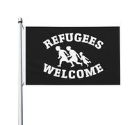 Drapeau 90X150cm, Réfugiés bienvenus aux États-Unis Décoratifs Drapeaux avec œillets Bannière Extérieure pour Décorations Balcon Fête