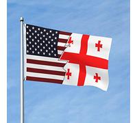 Drapeau 90X150cm, Style déchiré entre les États-Unis et la Géorgie Décoratifs Drapeaux avec œillets Suspendus Fanion pour Décorations Événements Anniversaire