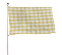 Drapeau à carreaux jaune pastel blanc 0,9 x 1,5 m pour extérieur, jardin, bannière décorative pour cour, porche, pelouse, ferme