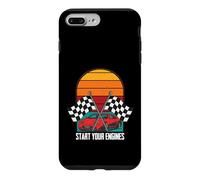 Drapeau à Carreaux pour Les Amateurs de Course de Voitures de Course démarrez Vos Moteurs Coque pour iPhone 7 Plus/8 Plus