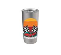 Drapeau à carreaux pour les amateurs de course de voitures de course démarrez vos moteurs Gobelet isotherme en acier inoxydable double paroi