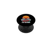 Drapeau à Carreaux pour Les Amateurs de Course de Voitures de Course démarrez Vos Moteurs PopSockets PopGrip Adhésif