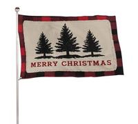 Drapeau à carreaux rouge et noir avec arbres « Merry Christmas » de 0,9 x 1,5 m, bannière décorative pour cour, porche, pelouse, ferme