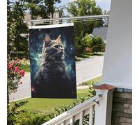 Drapeau « A Cat in a nebula » - 61 x 91 cm - Pour extérieur et intérieur - Pour le printemps, l'été, l'automne, l'hiver - Drapeaux de jardin avec œillets verticaux double face - Bannière pour
