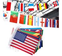 Drapeau à cordes 32 pays | Bannière internationale | 14 x 21 cm pour clubs sportifs, festivals scolaires, célébrations