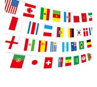 Drapeau à cordes de 32 pays, bannières internationales de drapeaux du monde - Drapeaux suspendus du monde pour grande ouverture de fête de conférence événements sportifs, 33 ft/ 39ft