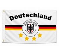 Drapeau à devise 90 x 150 cm, polyester, résistant aux UV, 2 œillets métalliques, cousu (Allemagne 17 blanc 4 étoiles)