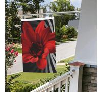 Drapeau à fleurs rouges 61 x 91 cm pour extérieur et intérieur - Pour le printemps, l'été, l'automne, l'hiver - Drapeaux de jardin avec œillets verticaux double face pour décorations de cour