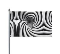 Drapeau à illusion d'optique en spirale. Imprimé sur un seul côté, 0,9 x 1,5 m, léger et fluide, adapté pour une utilisation en intérieur et en extérieur.