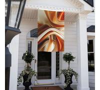 Drapeau à lignes oranges et blanches de 0,9 x 1,5 m double face, ne se décolore pas, drapeau de jardin vertical saisonnier avec œillets en laiton, bannière extérieure, toile de fond personnalisée pour