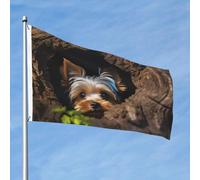 Drapeau « A Little Yorkshire Terrier » - 6 x 0,9 m - Double face - Ne se décolore pas - Drapeau de jardin avec bannière extérieure en laiton - Décoration pour cour, porche, pelouse