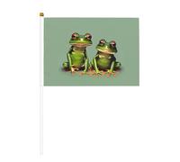 Drapeau à main amusant grenouilles vertes 1 impression pratique drapeau polyvalent drapeaux perches fêtes défilés décorations vacances