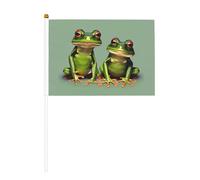Drapeau à main amusant grenouilles vertes 1 impression pratique drapeau polyvalent drapeaux perches fêtes défilés décorations vacances