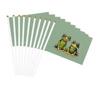 Drapeau à main amusant grenouilles vertes 1 impression pratique drapeau polyvalent drapeaux perches fêtes défilés décorations vacances