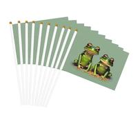 Drapeau à main amusant grenouilles vertes 1 impression pratique drapeau polyvalent drapeaux perches fêtes défilés décorations vacances