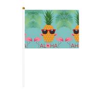 Drapeau à main ananas flamant rose pour célébration d'événements royaux pour barbecue, décoration de fête, événement, décorations de jardin