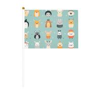 Drapeau à main avec images de la faune - 14 x 20,8 cm - Convient pour les fêtes, les événements sportifs, les célébrations