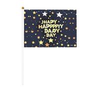 Drapeau à main avec imprimé étoiles et joyeux fête des pères pratique drapeau polyvalent pour les fêtes sur mât, les défilés, les décorations de vacances