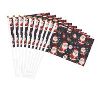 Drapeau à main avec imprimé Père Noël pratique et polyvalent, pour les fêtes, les défilés, les décorations de vacances