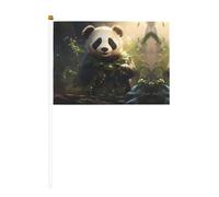 Drapeau à main avec motif panda mignon - 14 x 20,8 cm - Convient pour les fêtes, les événements sportifs, les célébrations