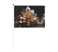 Drapeau à main blanc délicat fleur de lotus - 14 x 20,8 cm - Convient pour les fêtes, événements sportifs, célébrations