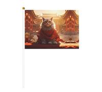 Drapeau à main double face Cité interdite et chats - 14 x 20,8 cm - Accessoires pour fête, événement sportif