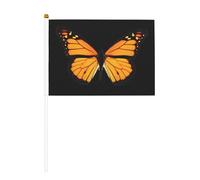 Drapeau à main double face Papillon Monarque 5,5 x 8,2 pouces