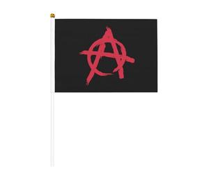 Drapeau à main double face symbole de l'anarchie, 14 x 21 cm