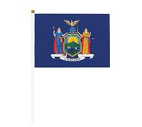 Drapeau à main, drapeau de l'État de New York en polyester avec mât en plastique pour événements et décoration