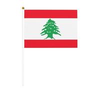Drapeau à main, drapeau du Liban en polyester avec mât en plastique pour événements et décoration