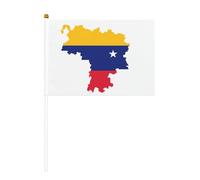 Drapeau à main, drapeau du Venezuela en polyester avec mât en plastique pour événements et décoration