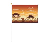 Drapeau à main éléphant et girafe au coucher du soleil pour célébration d'événements royaux lors d'un barbecue, décoration de fête, d'événement, de jardin