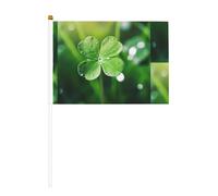 Drapeau à main en forme de trèfle à quatre feuilles imprimé double face 14 x 20,8 cm, adapté pour les activités d'équipe encourageant