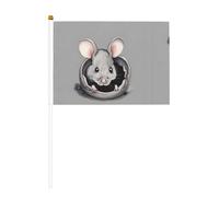 Drapeau à main imprimé des deux côtés de rat gris 14 x 20,8 cm, adapté pour les activités d'équipe