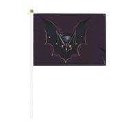 Drapeau à main imprimé double face chauve-souris fantôme noir 14 x 20,8 cm, adapté pour les activités d'équipe