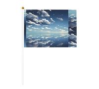 Drapeau à main imprimé double face ciel bleu et nuages blancs 14 x 20,8 cm, adapté pour encourager les activités d'équipe