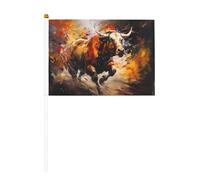 Drapeau à main imprimé double face en forme de vache qui coure - 14 x 20,8 cm - Convient pour les activités d'équipe