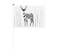 Drapeau à main imprimé double face Motif cerf étrange 14 x 20,8 cm, adapté pour les activités d'équipe