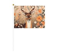 Drapeau à main imprimé double face Motif cerf sérieux 14 x 20,8 cm, adapté pour les activités d'équipe encourageant