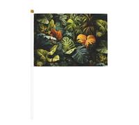Drapeau à main imprimé double face Motif feuilles de palmier tropicales 14 x 20,8 cm, adapté pour les activités d'équipe
