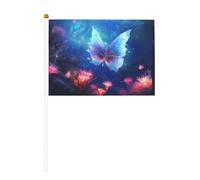 Drapeau à main imprimé double face papillon des fonds marins 14 x 20,8 cm, adapté pour les activités d'équipe encourageant