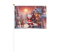 Drapeau à main imprimé double face Père Noël d'hiver - 14 x 20,8 cm - Convient pour les activités d'équipe