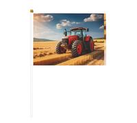 Drapeau à main imprimé double face tracteur rouge 14 x 20,8 cm, adapté pour encourager les activités d'équipe