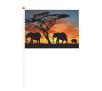 Drapeau à main imprimé éléphant africain, mini drapeaux à main | Drapeaux de 14 x 20,8 cm, dessus lisse et arrondi, idéal pour les défilés, les jeux de football, les fêtes