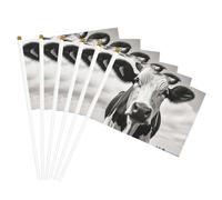 Drapeau à main imprimé vache en noir et blanc léger pour fêtes, événements, défilés, activités sportives, assemblage facile