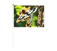 Drapeau à main intelligent imprimé girafe, compact et léger, adapté pour les défilés, les événements et le soutien des fans